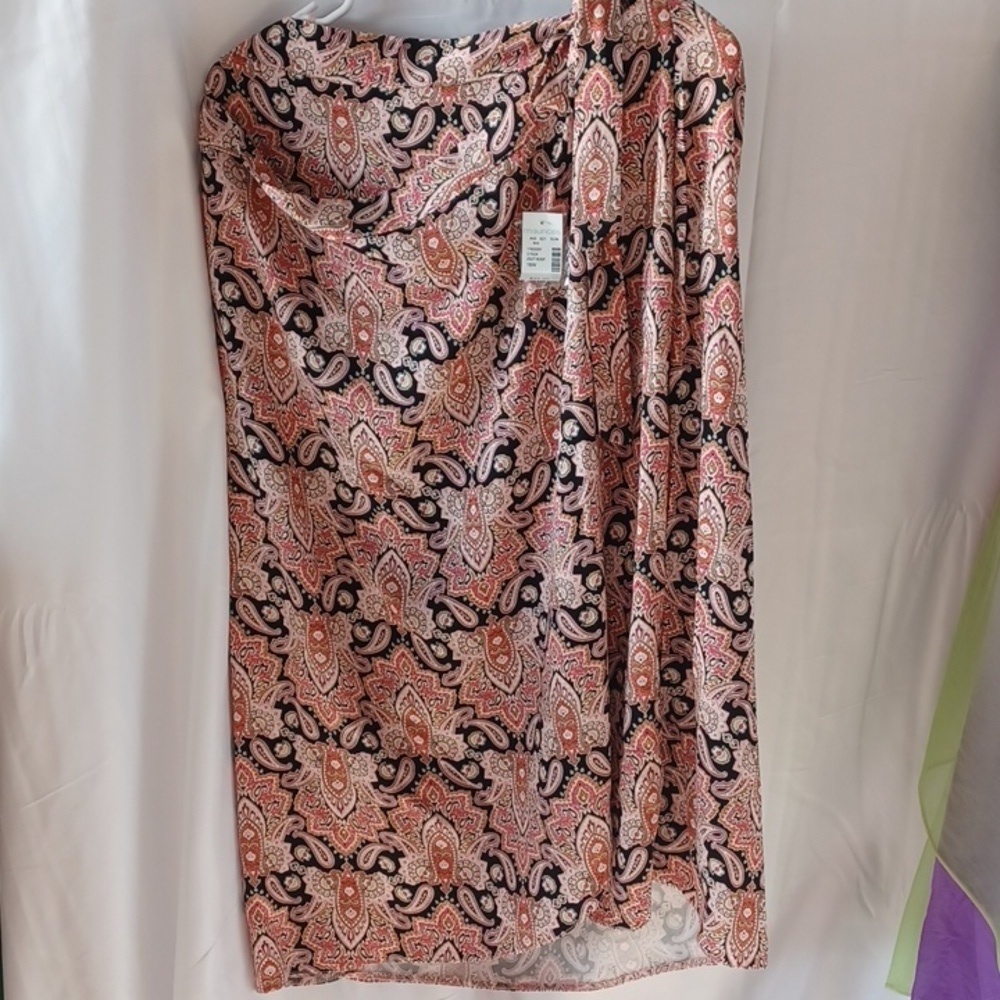 Maurices Boho Pink Paisley Wrap Skirt Midi Lightweight, sz 18W